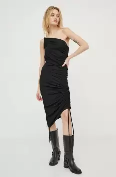 Won Hundred rochie culoarea negru, midi, mulata imagine