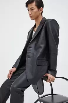 Won Hundred sacou de piele barbati, culoarea negru imagine