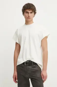 Won Hundred tricou din bumbac barbati, culoarea bej, neted, 3587-12071 imagine