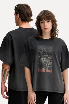 Won Hundred tricou din bumbac culoarea gri, cu imprimeu, 3767-12071 imagine