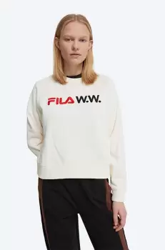 Wood Wood bluza Elena x FIla femei, culoarea alb, cu imprimeu 688375.N15-WHITE imagine