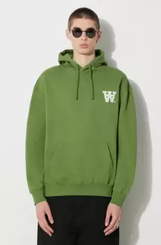 Wood Wood hanorac de bumbac Cass AA Moss Embroidery Hoodie barbati, culoarea verde, cu gluga, cu imprimeu, 10285606.2424 imagine