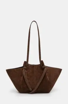 Yuzefi geanta de mana din piele intoarsa culoarea maro, YUZCO-HB-MO-S004 imagine