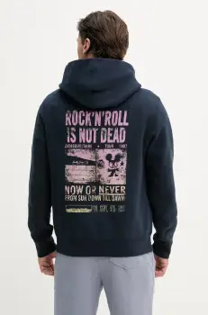 ZADIG&VOLTAIRE bluza barbati, culoarea albastru marin, cu gluga, cu imprimeu, JMSS01254 imagine