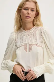 ZADIG&VOLTAIRE bluza de matase culoarea bej, neted, WWSH00585 imagine