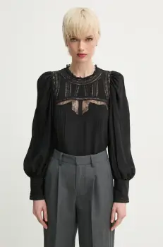 ZADIG&VOLTAIRE bluza de matase femei, culoarea negru, uni, WWSH00585 imagine