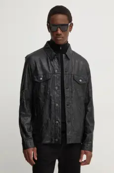 ZADIG&VOLTAIRE geaca de piele barbati, culoarea negru, de tranzitie, RMOW00040 imagine