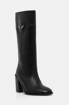 ZADIG&VOLTAIRE ghete de piele Preiser Tube femei, culoarea negru, cu toc drept, SWCT00900 imagine