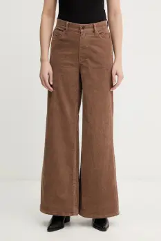 ZADIG&VOLTAIRE pantaloni de catifea cord culoarea maro, evazati, high waist, WWPA01872 imagine