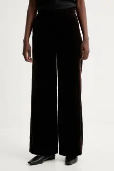 ZADIG&VOLTAIRE pantaloni de catifea culoarea maro, drept, high waist, WWPA01868 imagine