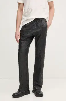 ZADIG&VOLTAIRE pantaloni de piele barbati, culoarea negru, drept, RMPA00016 imagine