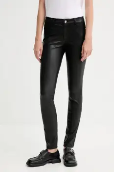 ZADIG&VOLTAIRE pantaloni de piele culoarea negru, mulata, medium waist, RWPA01097 imagine