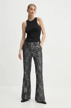 ZADIG&VOLTAIRE pantaloni femei, culoarea negru, evazati, high waist, WWPA00808 imagine
