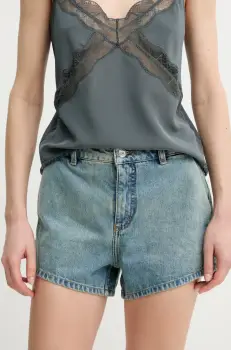 ZADIG&VOLTAIRE pantaloni scurti jeans femei, uni, medium waist, WWBS01157 imagine