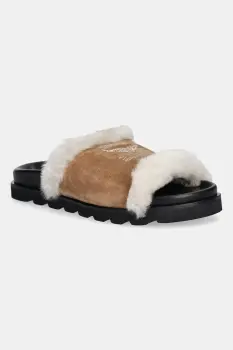 ZADIG&VOLTAIRE papuci din piele Teddy culoarea maro, SWCT02081 imagine