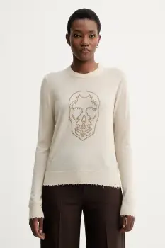 ZADIG&VOLTAIRE pulover de casmir culoarea bej, light, KWSW02805 imagine