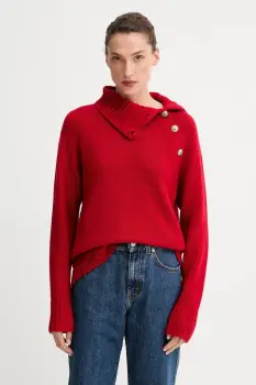 ZADIG&VOLTAIRE pulover de casmir culoarea rosu, calduros, cu guler, KWSW02793 imagine