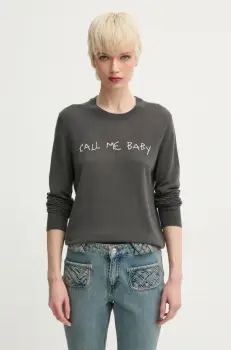 ZADIG&VOLTAIRE pulover de casmir femei, culoarea gri, light, KWSW02705 imagine