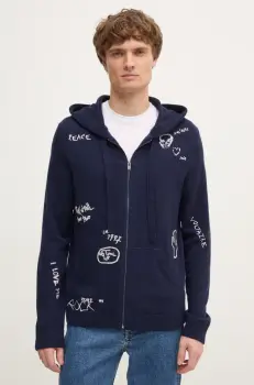 ZADIG&VOLTAIRE pulover de lana barbati, culoarea albastru marin, KMCA01259 imagine