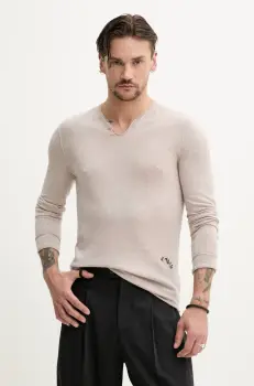 ZADIG&VOLTAIRE pulover de lana barbati, culoarea bej, light, KMSW01742 imagine