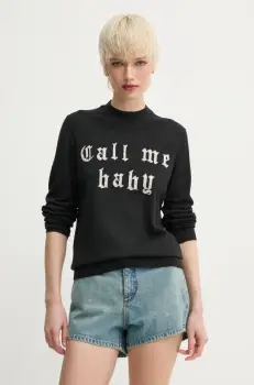 ZADIG&VOLTAIRE pulover de lana femei, culoarea negru, light, KWSW02785 imagine