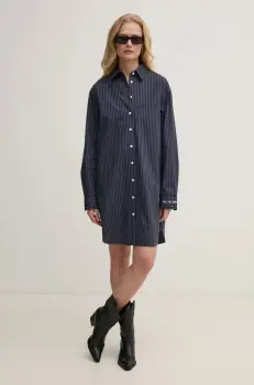 ZADIG&VOLTAIRE rochie din bumbac culoarea albastru marin, mini, oversize, WWDR02517 imagine