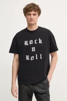 ZADIG&VOLTAIRE tricou din bumbac barbati, culoarea negru, cu imprimeu, JMTS01726 imagine