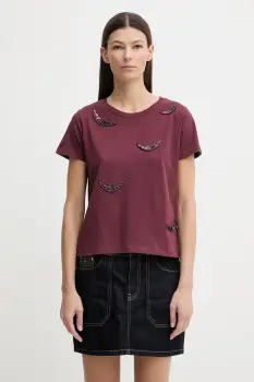 ZADIG&VOLTAIRE tricou din bumbac culoarea bordo, JWTS02821 imagine