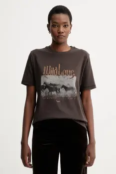 ZADIG&VOLTAIRE tricou din bumbac culoarea maro, JWTS02816 imagine