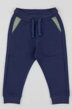 zippy pantaloni de trening din bumbac pentru bebelusi culoarea albastru marin, neted imagine
