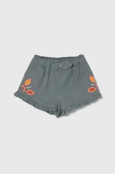 zippy pantaloni scurti din amestec de in pentru bebelusi culoarea verde, cu imprimeu imagine