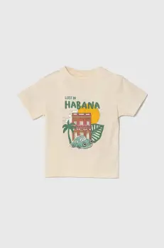 zippy tricou din bumbac pentru bebelusi culoarea bej, cu imprimeu imagine