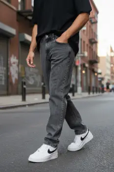 Blugi barbati baggy gri 1116 imagine