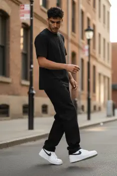 Blugi barbati baggy negri 111 imagine