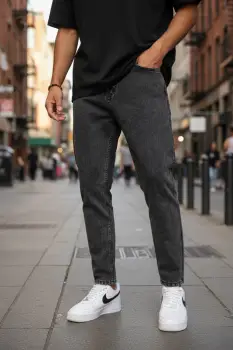 Blugi barbati boyfriend gri inchis 1117 imagine