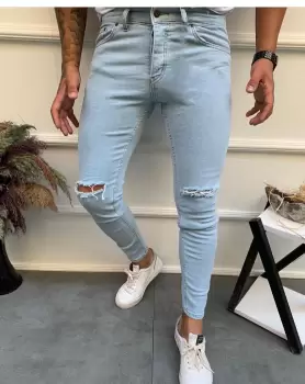 Blugi barbati conici albastri 12419 imagine