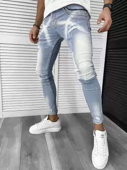 Blugi barbati conici albastri 253 imagine