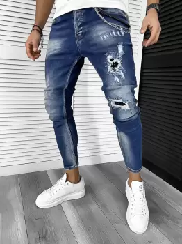 Blugi barbati conici albastri 352 F1-1 imagine