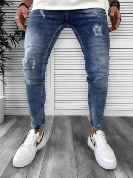 Blugi barbati conici albastri 368 B7-1.2 imagine