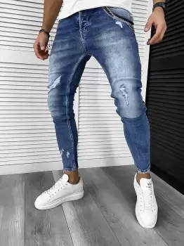 Blugi barbati conici albastri 371 imagine