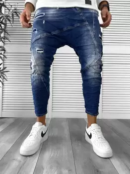 Blugi barbati conici albastri 5772 imagine