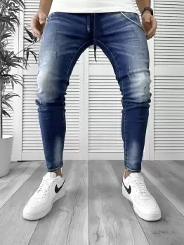 Blugi barbati conici albastri 5811 imagine