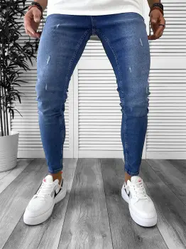 Blugi barbati conici albastri 6002 F4-1 imagine