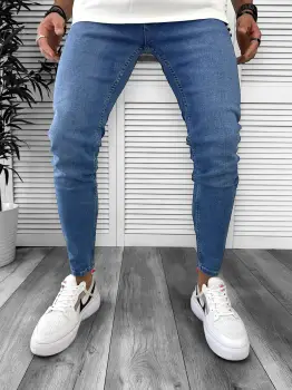 Blugi barbati conici albastri 6081 imagine