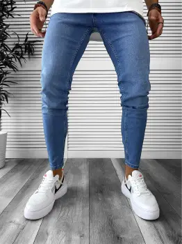 Blugi barbati conici albastri 698 imagine