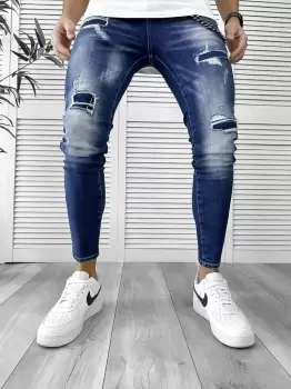 Blugi barbati conici albastri 999 imagine