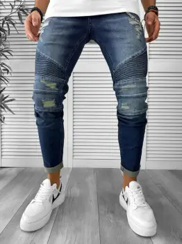 Blugi barbati conici albastri G1230 imagine