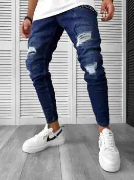 Blugi barbati conici albastri GM484 imagine