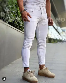Blugi barbati conici albi CU MIC DEFECT  DEF3340 H3-3 imagine