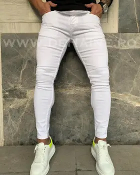 Blugi barbati conici albi cu mic defect DEF757  D4-5.2 imagine